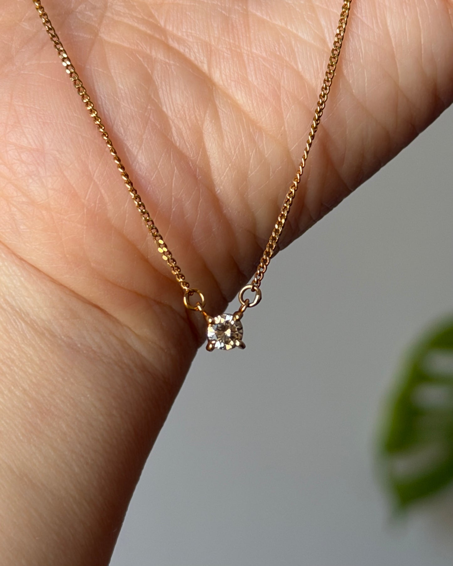 Vintage 18k Gold Chocolate Brown Diamond Solitaire Necklace