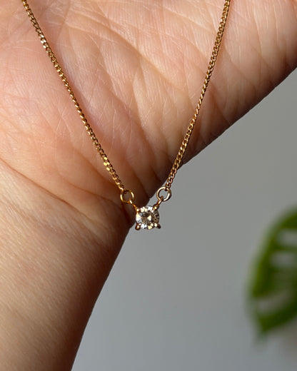 Vintage 18k Gold Chocolate Brown Diamond Solitaire Necklace