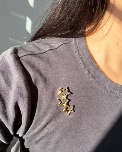 Vintage 18k Gold Tiffany & Co Circa 1985 Triple Star Brooch