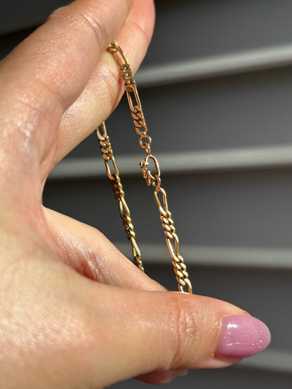 Vintage 18k Gold Figaro Link Bracelet