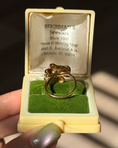 Vintage 18k Gold Diamond Pave Flower Petals Ring