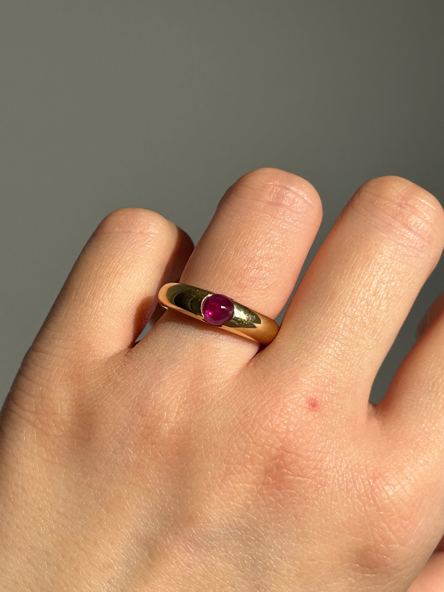 cartier inspired cabochon ruby donut ring