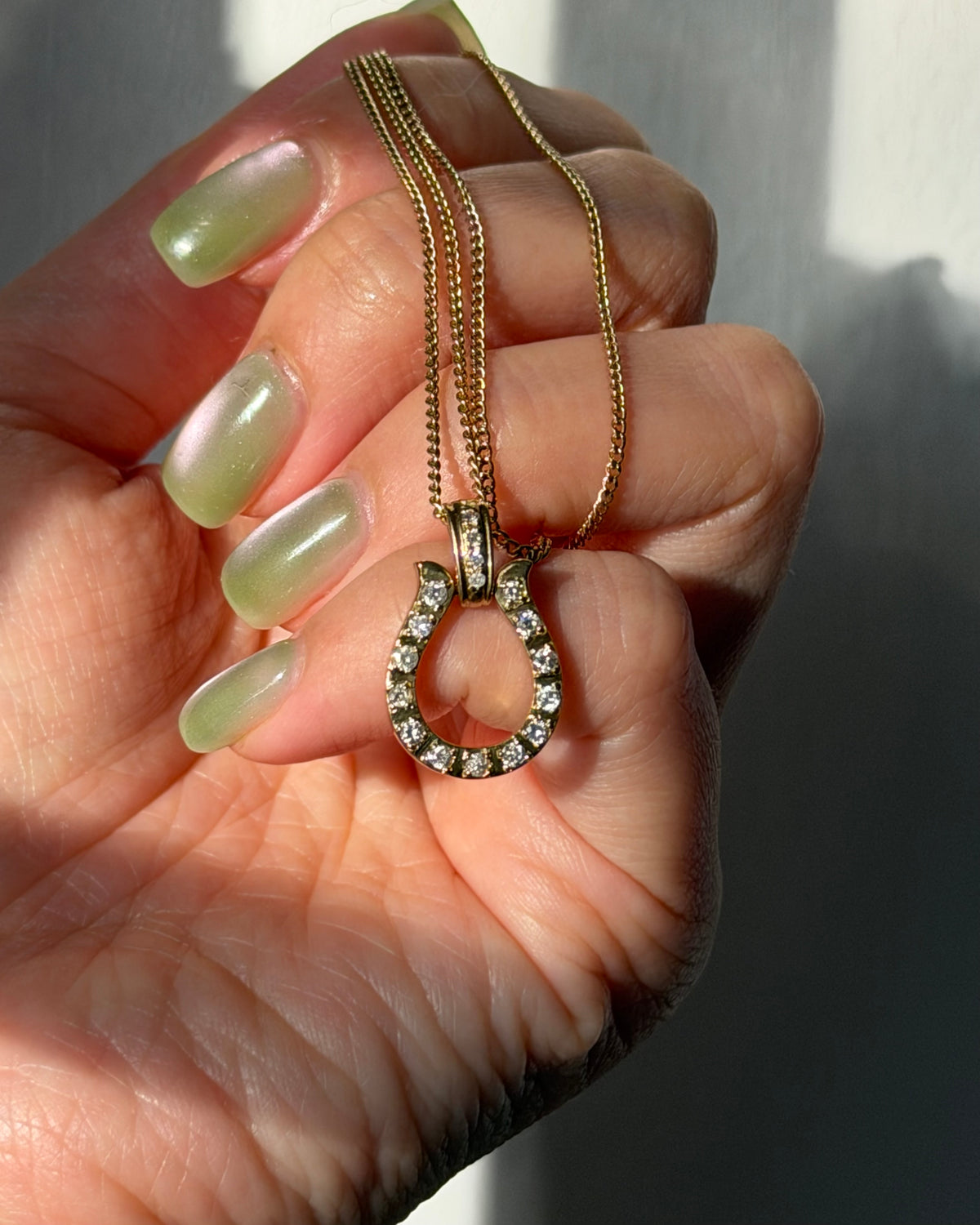 Vintage 18k Gold Diamond Horseshoe Pendant
