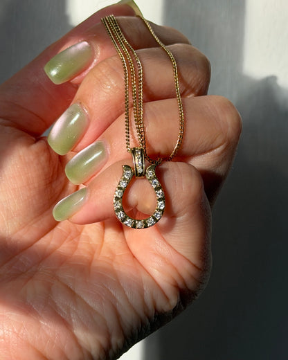 Vintage 18k Gold Diamond Horseshoe Pendant