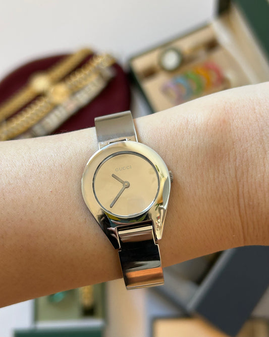 vintage Gucci polished stainless steel watch 