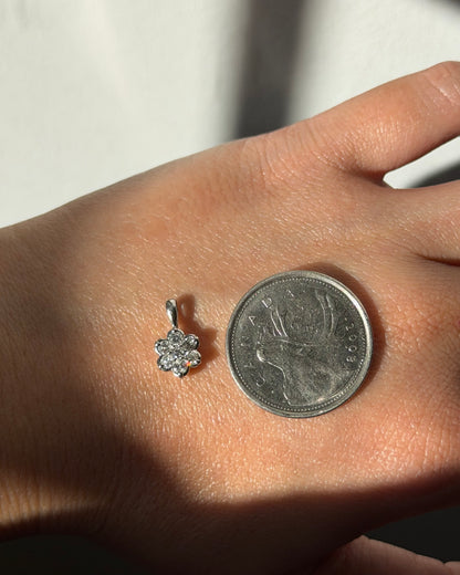 Dainty Vintage Platinum Diamond Flower Charm