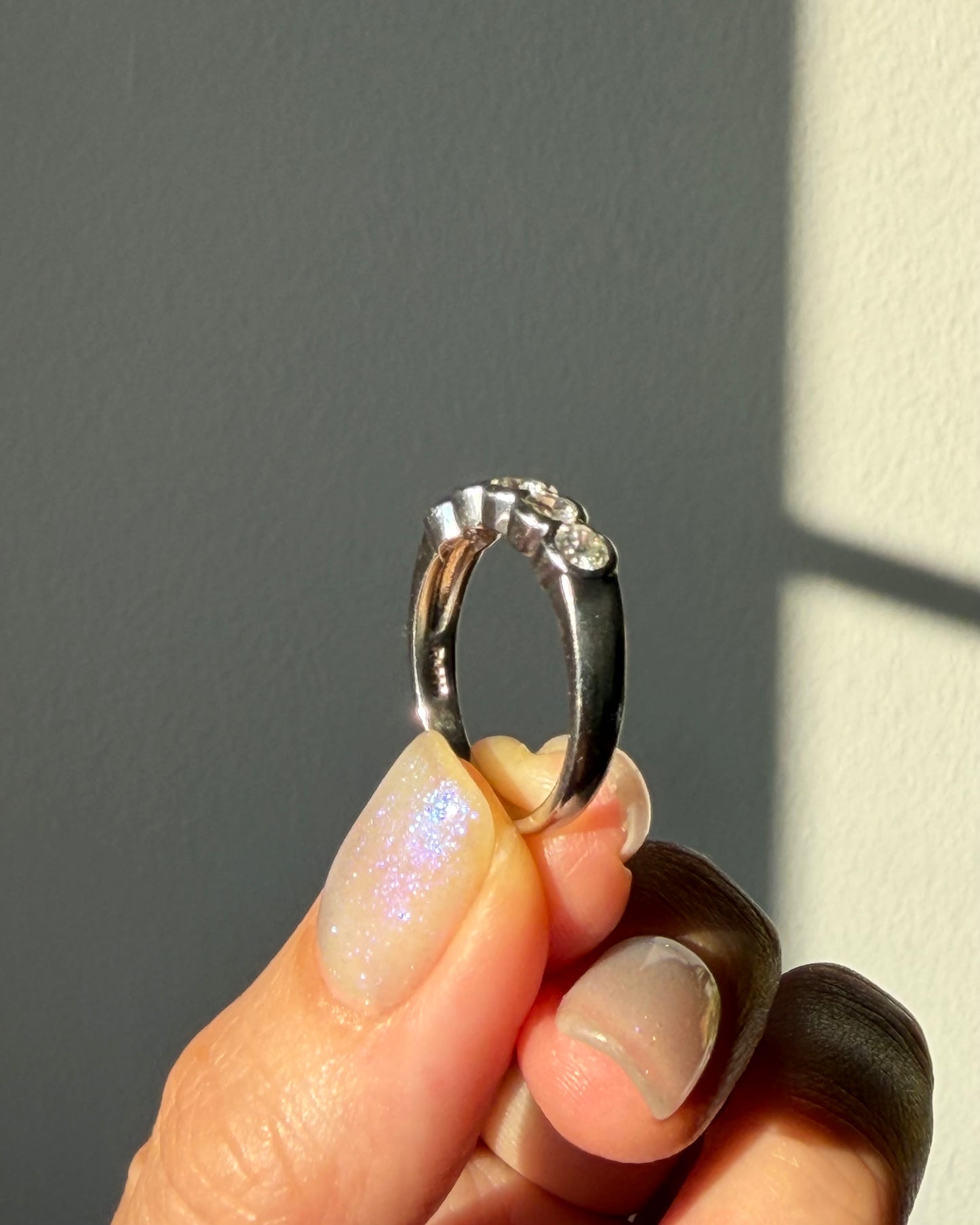 Vintage Platinum 0.71 CTW Bezel Set Five-Stone Diamond Band