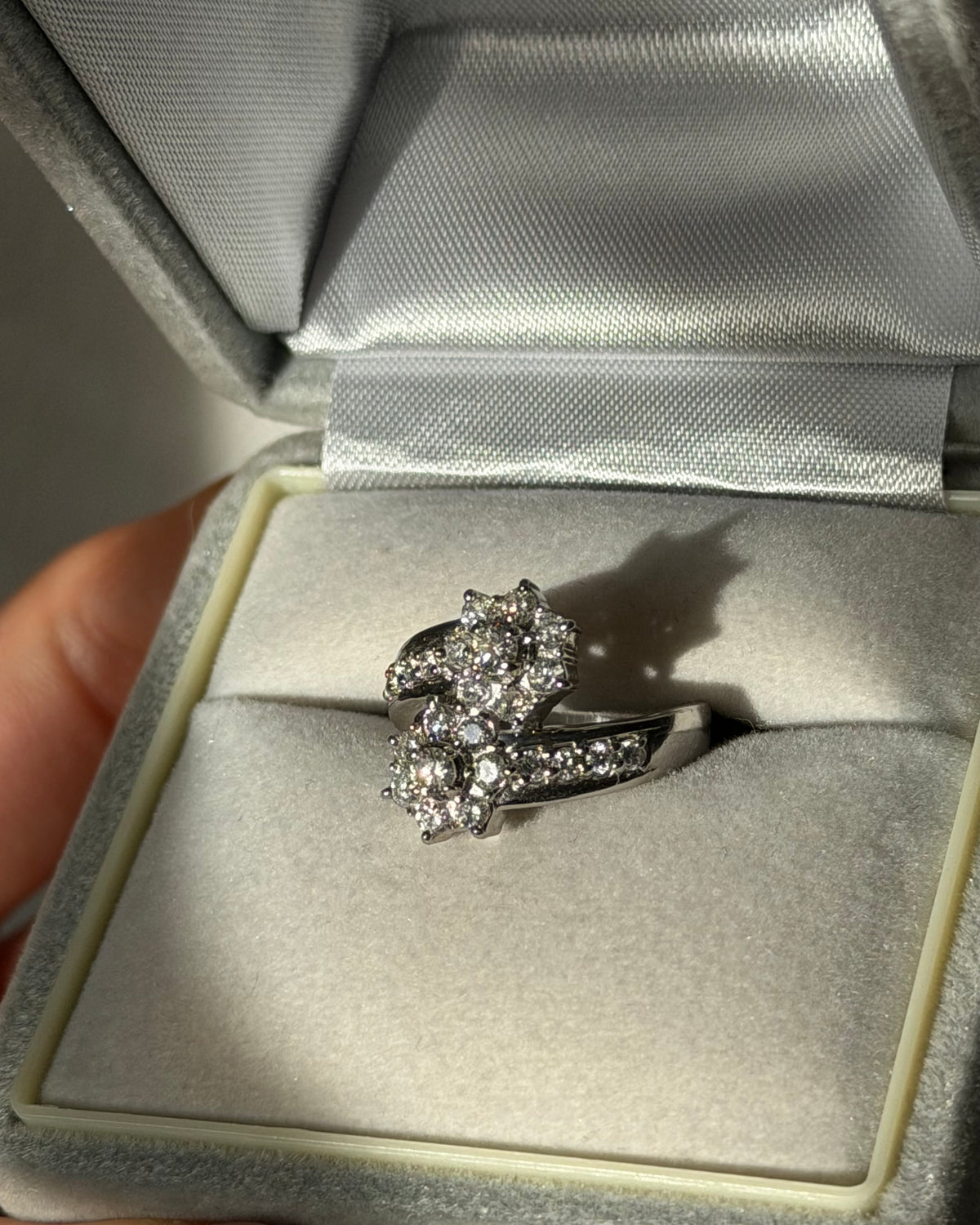 Vintage Platinum 1.0 CTW Diamond Flower Bypass Ring
