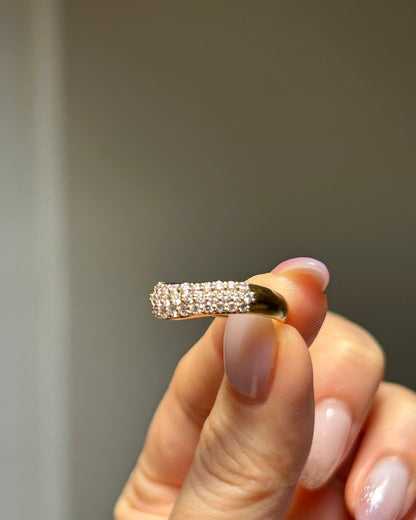 Vintage 18k Gold Diamond Pave Curved Dome Ring