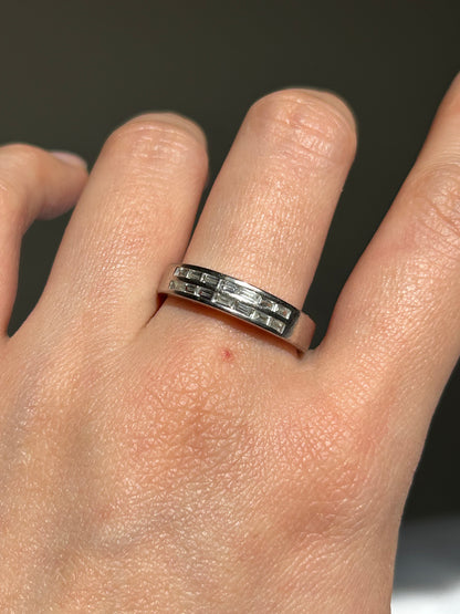 Vintage 18k WG Channel Set East-West Baguette Diamond Ring