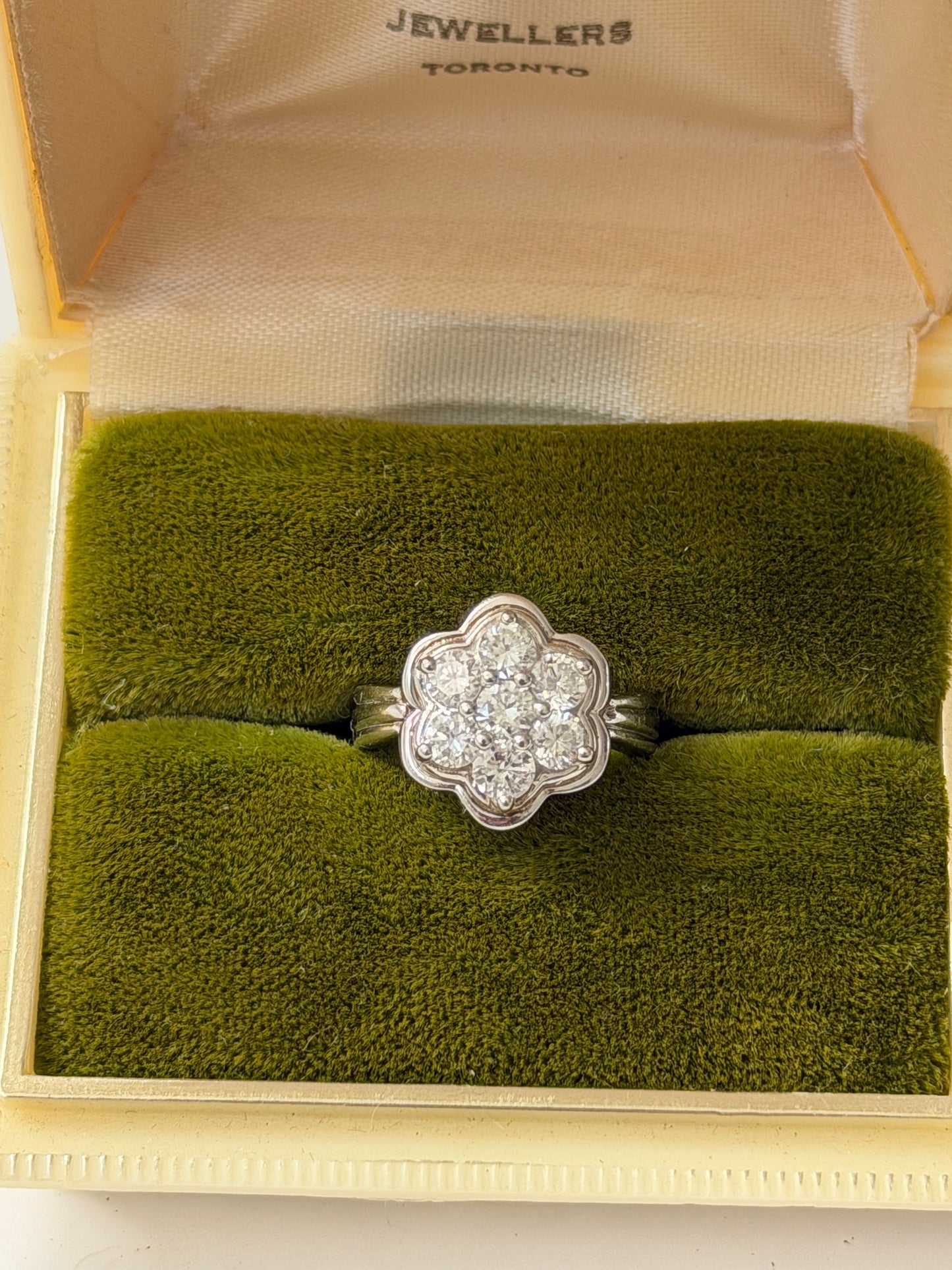 Vintage Platinum 1 CTW Diamond Flower Cluster Ring