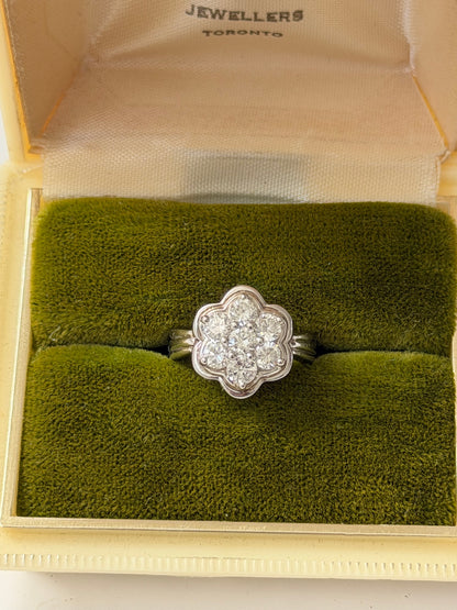 Vintage Platinum 1 CTW Diamond Flower Cluster Ring