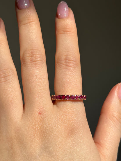 Vintage 18k Gold Ruby 3/4 Eternity Stacking Band