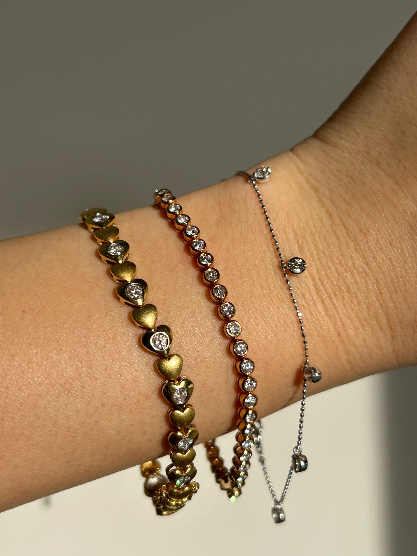 Vintage 18K White Gold Diamond By the Yard Station Bracelet