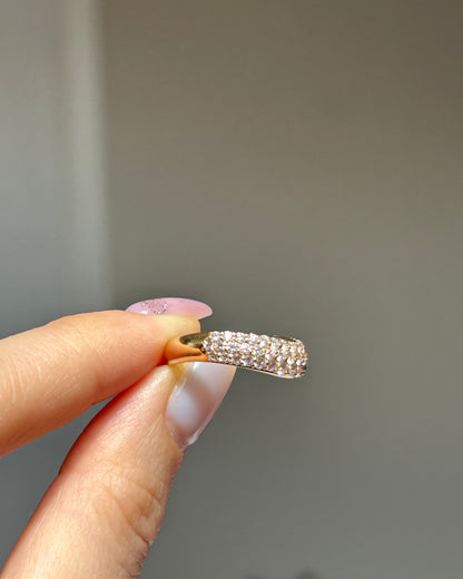 Vintage 18k Gold Diamond Pave Curved Dome Ring