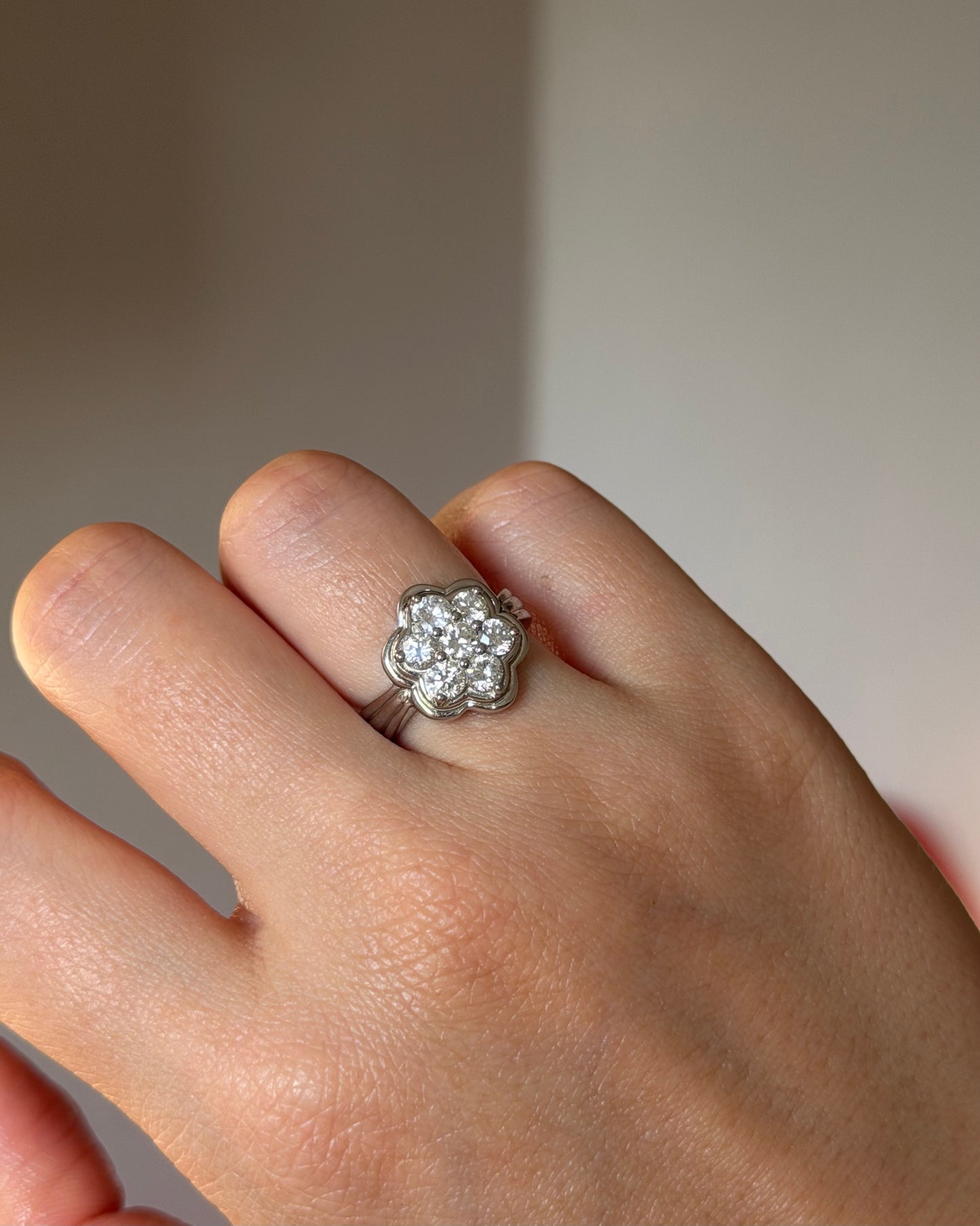 Vintage Platinum 1 CTW Diamond Flower Cluster Ring