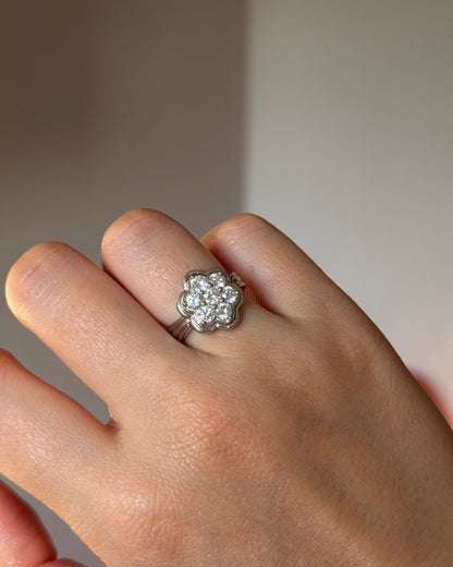 Vintage Platinum 1 CTW Diamond Flower Cluster Ring