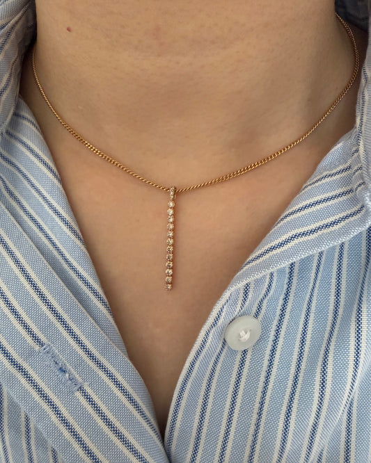 Vintage 18k Rose Gold Light Brown Diamond Dangle Pendant