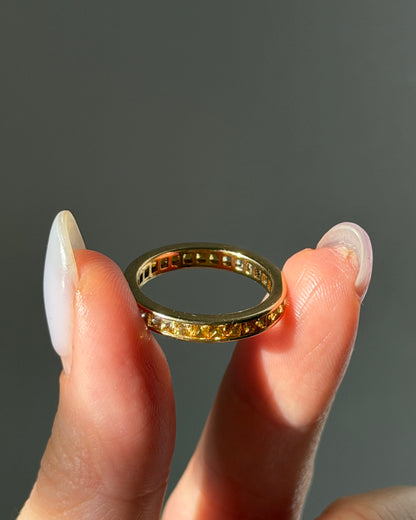 Vintage 18k Gold Gradient Ombre Yellow Sapphire Eternity Band