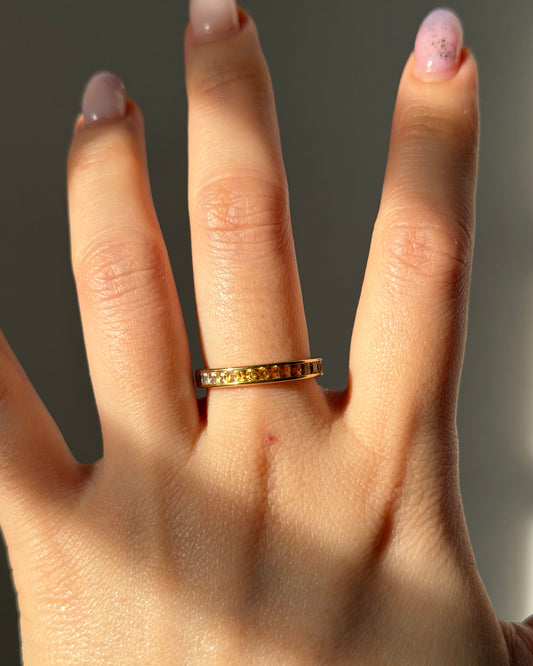Vintage 18k Gold Gradient Ombre Yellow Sapphire Eternity Band
