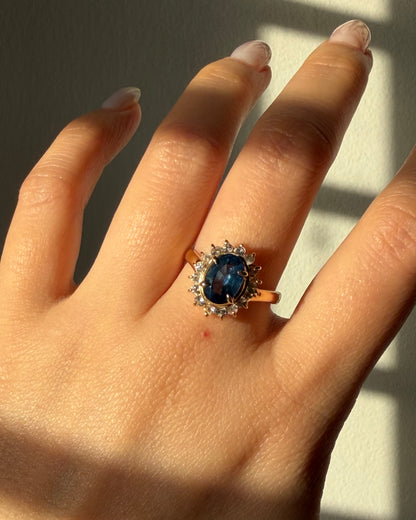 Sapphire halo ring - Princess Diana ring