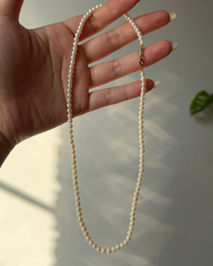 Vintage Petite-Sized Pearl Necklace - 18k Gold Clasp