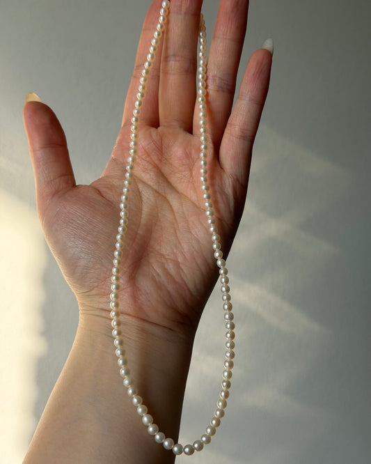 Vintage Petite-Sized Pearl Necklace - 18k Gold Clasp