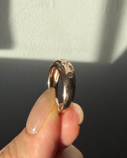 Vintage 18k Rose Gold Scattered Diamond Dome Ring