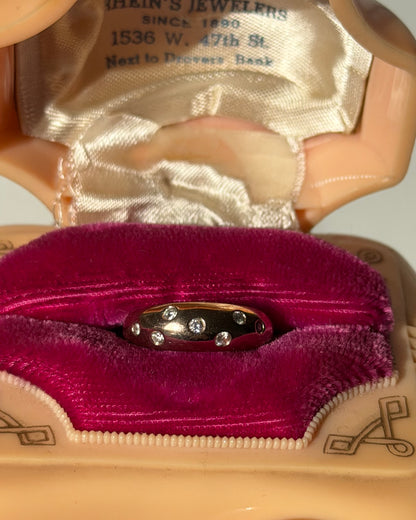 Vintage 18k Rose Gold Scattered Diamond Dome Ring