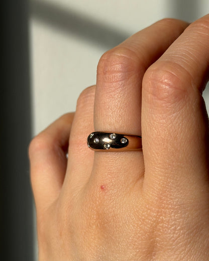 Vintage 18k Rose Gold Scattered Diamond Dome Ring