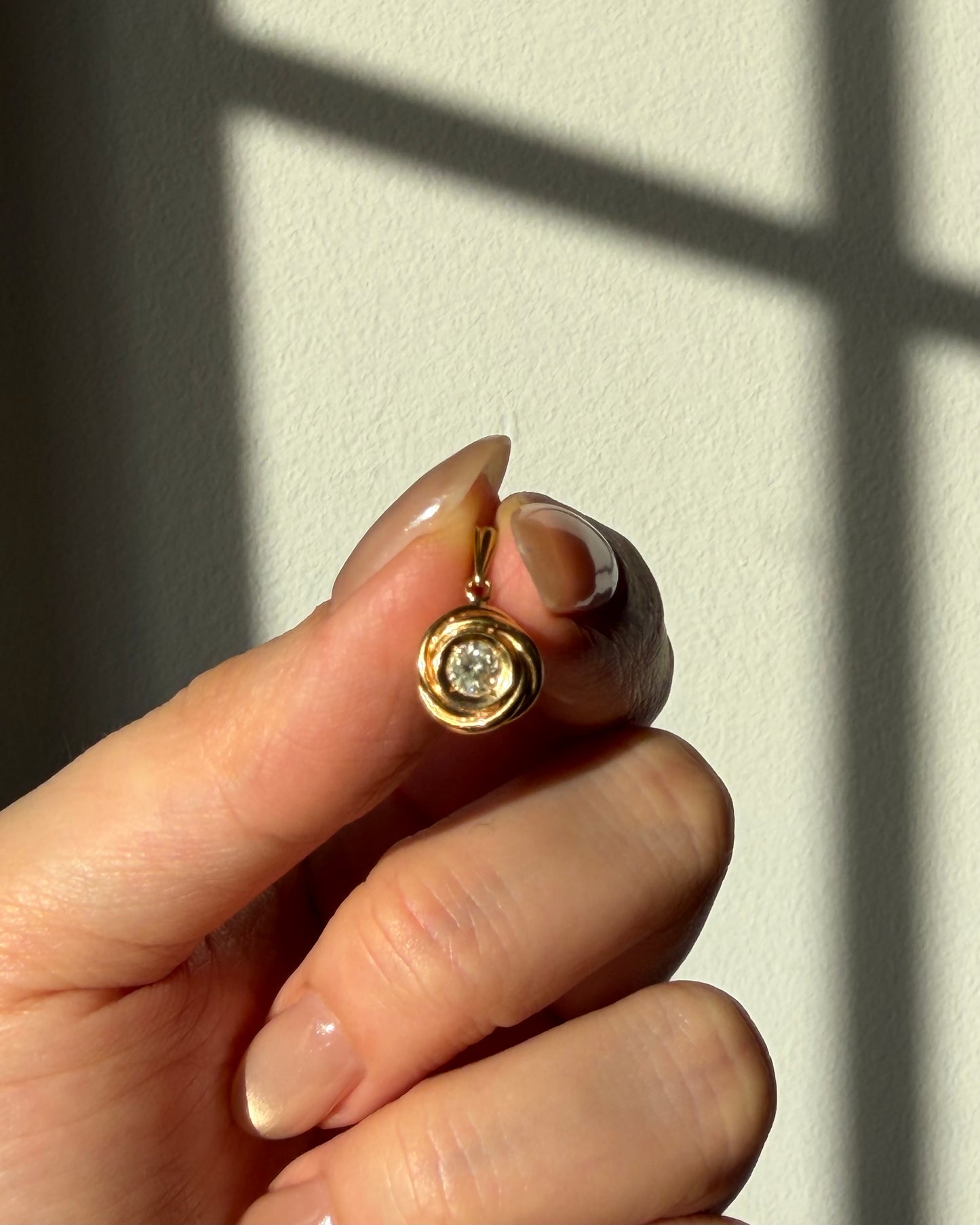 Vintage 18k Gold Very Light Yellow Diamond Tourbillon Pendant