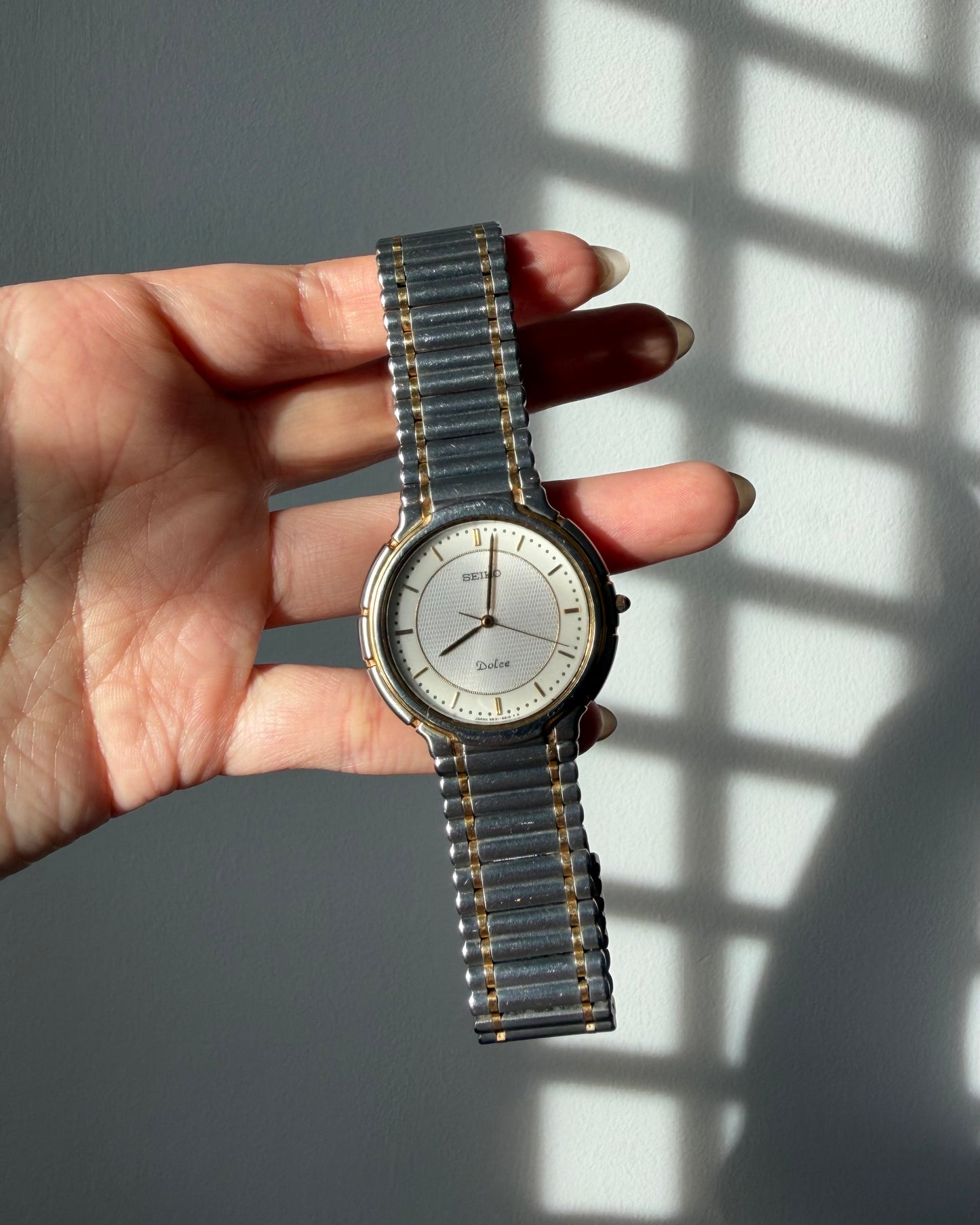 Vintage Seiko Dolce Exeline 5E31 Stainless Steel Two-Toned Round Dial Watch - Box and Papers