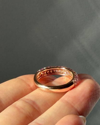 Vintage 18k Pink Gold White and Pink Sapphire Pave Sprinkled Donut Ring