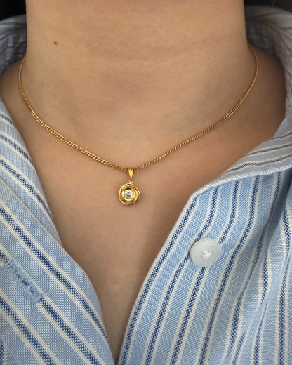 Vintage 18k Gold Very Light Yellow Diamond Tourbillon Pendant