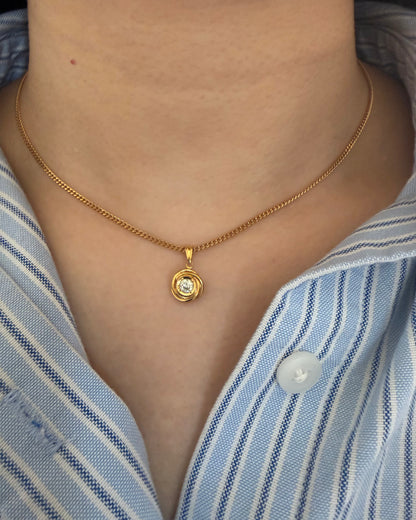 Vintage 18k Gold Very Light Yellow Diamond Tourbillon Pendant