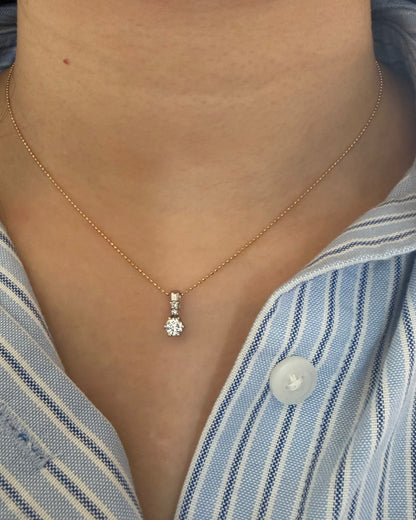 Vintage Platinum Prong Set Diamond Charm Pendant with Diamond Bail