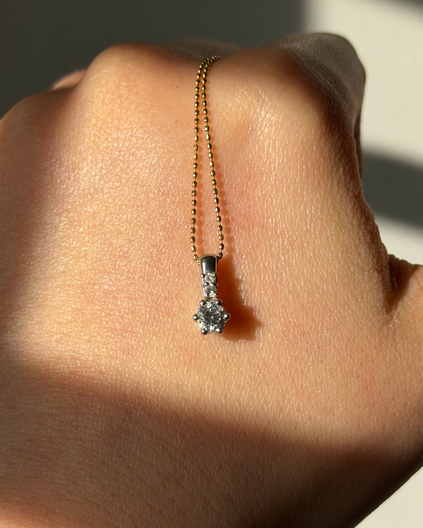 Vintage Platinum Prong Set Diamond Charm Pendant with Diamond Bail