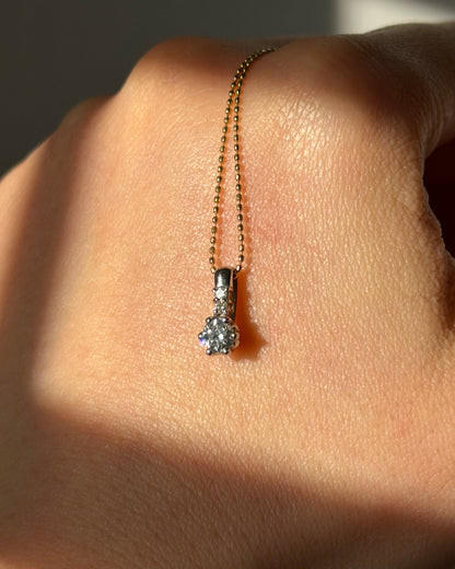 Vintage Platinum Prong Set Diamond Charm Pendant with Diamond Bail