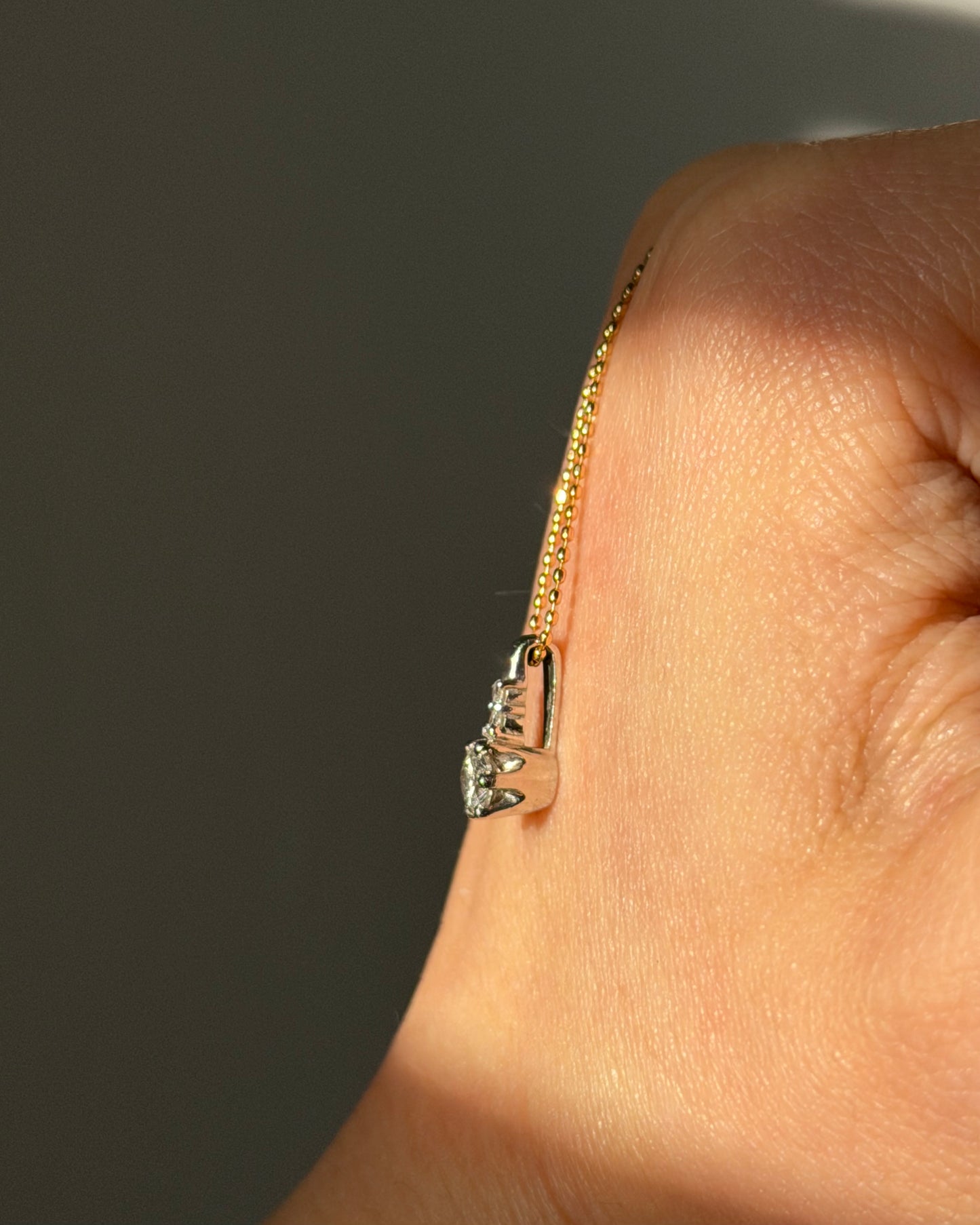 Vintage Platinum Prong Set Diamond Charm Pendant with Diamond Bail