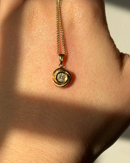 Vintage 18k Gold Very Light Yellow Diamond Tourbillon Pendant