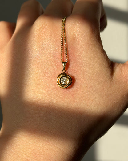 Vintage 18k Gold Very Light Yellow Diamond Tourbillon Pendant