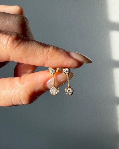 Vintage 18k Gold Bezel Set Diamond Drop Earrings - 0.50ctw