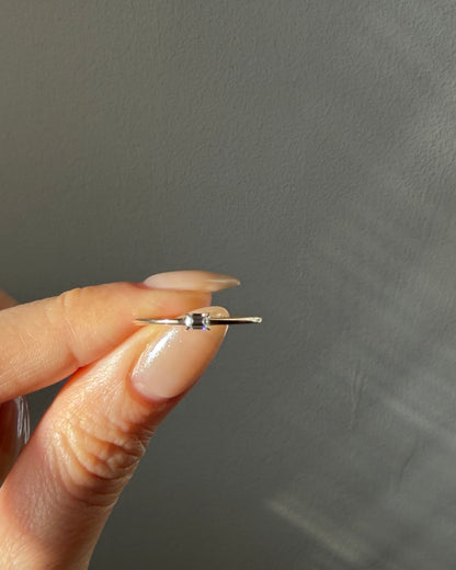 Dainty 10k Gold Baguette Diamond Stackable Ring