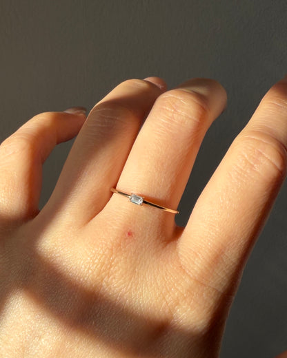Dainty 10k Gold Baguette Diamond Stackable Ring