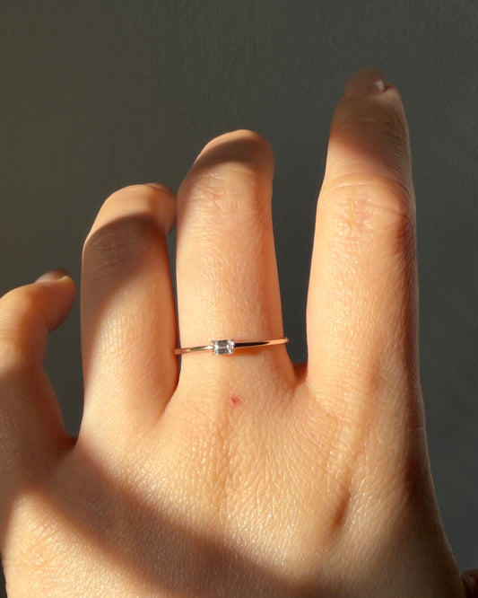 Dainty 10k Gold Baguette Diamond Stackable Ring