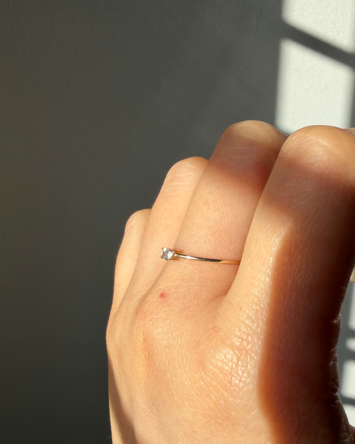 Dainty 10k Gold Baguette Diamond Stackable Ring