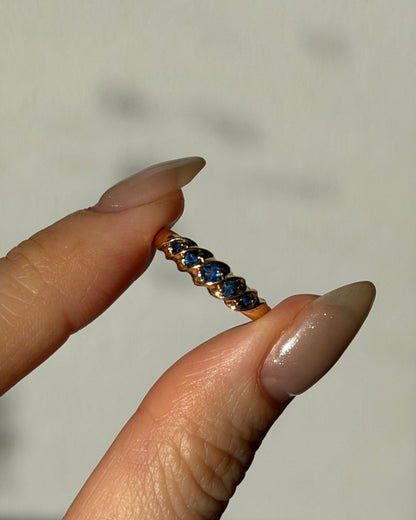 Dainty 18k Gold Blue Sapphire Stacking Ring