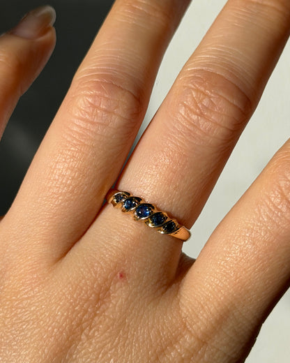 Dainty 18k Gold Blue Sapphire Stacking Ring