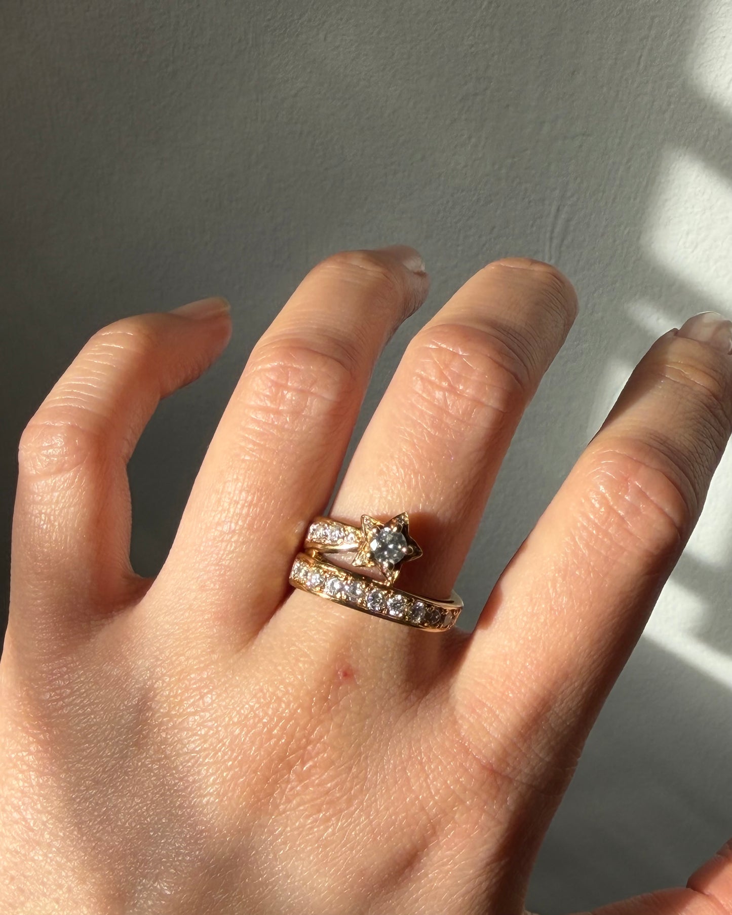 Vintage 18k Gold Diamond Shooting Star Ring - Comet Celestial Motif Ring