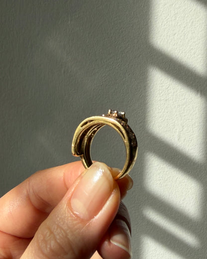 Vintage 18k Gold Diamond Shooting Star Ring - Comet Celestial Motif Ring